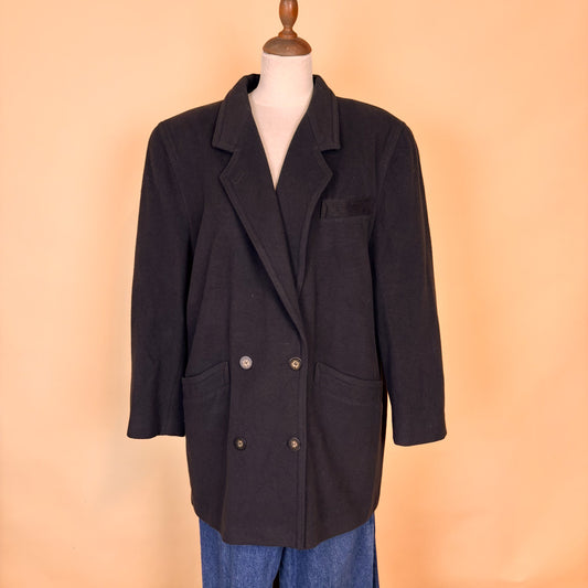 VIN-OUTW-35758 Vintage ημίπαλτο καφέ μάλλινο με κασμίρ L