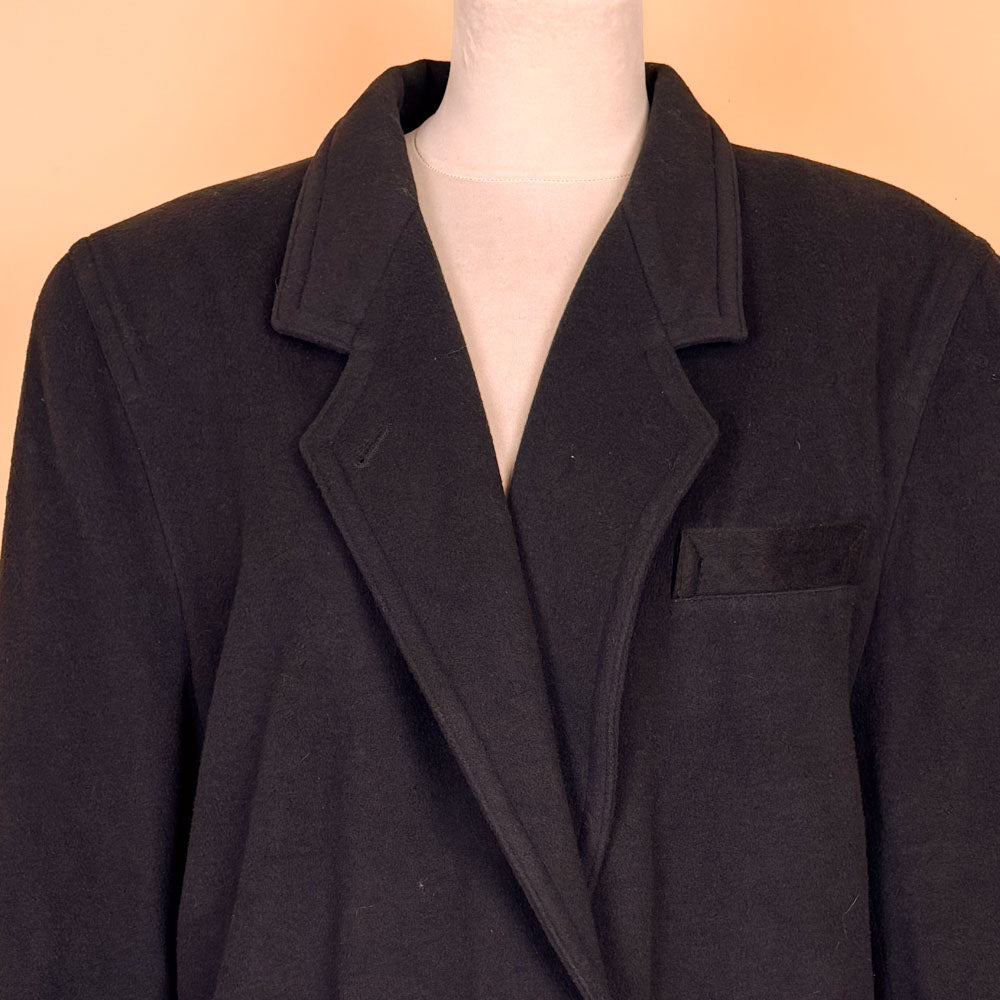 VIN-OUTW-35758 Vintage ημίπαλτο καφέ μάλλινο με κασμίρ L