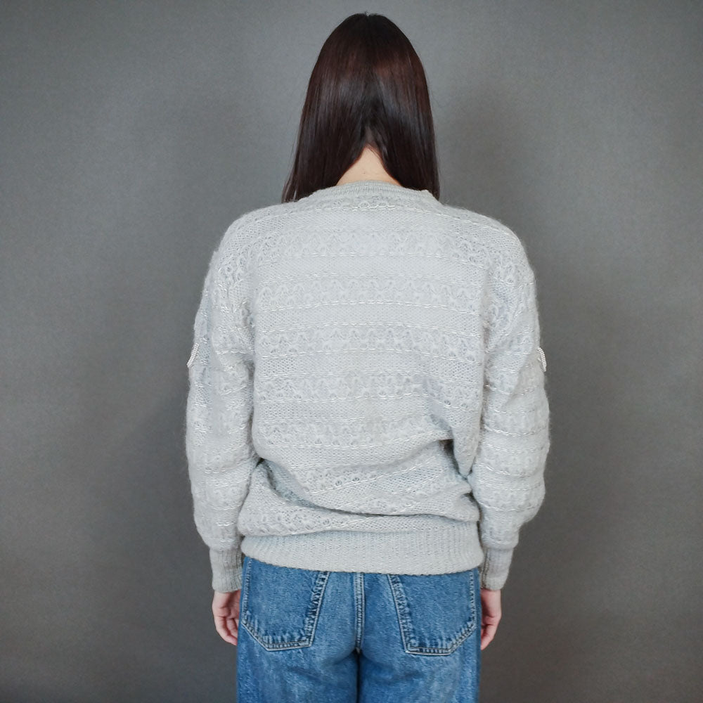 VIN-KNIT-33434 Vintage μοχέρ μάλλινη μπλούζα M-L