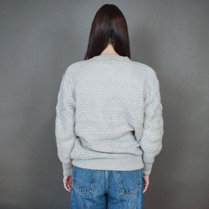 VIN-KNIT-33434 Vintage μοχέρ μάλλινη μπλούζα M-L