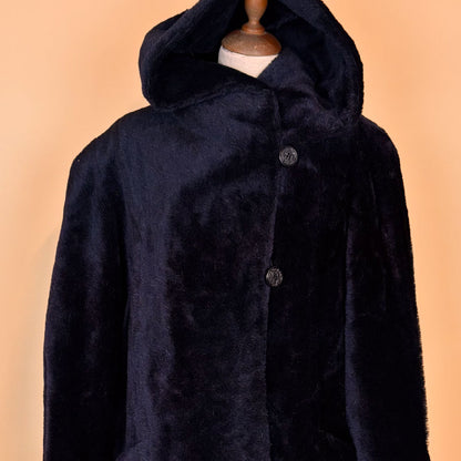 VIN-OUTW-35759 Vintage αληθινή γούνα Hawela Exquisit σκούρο μπλε M-L