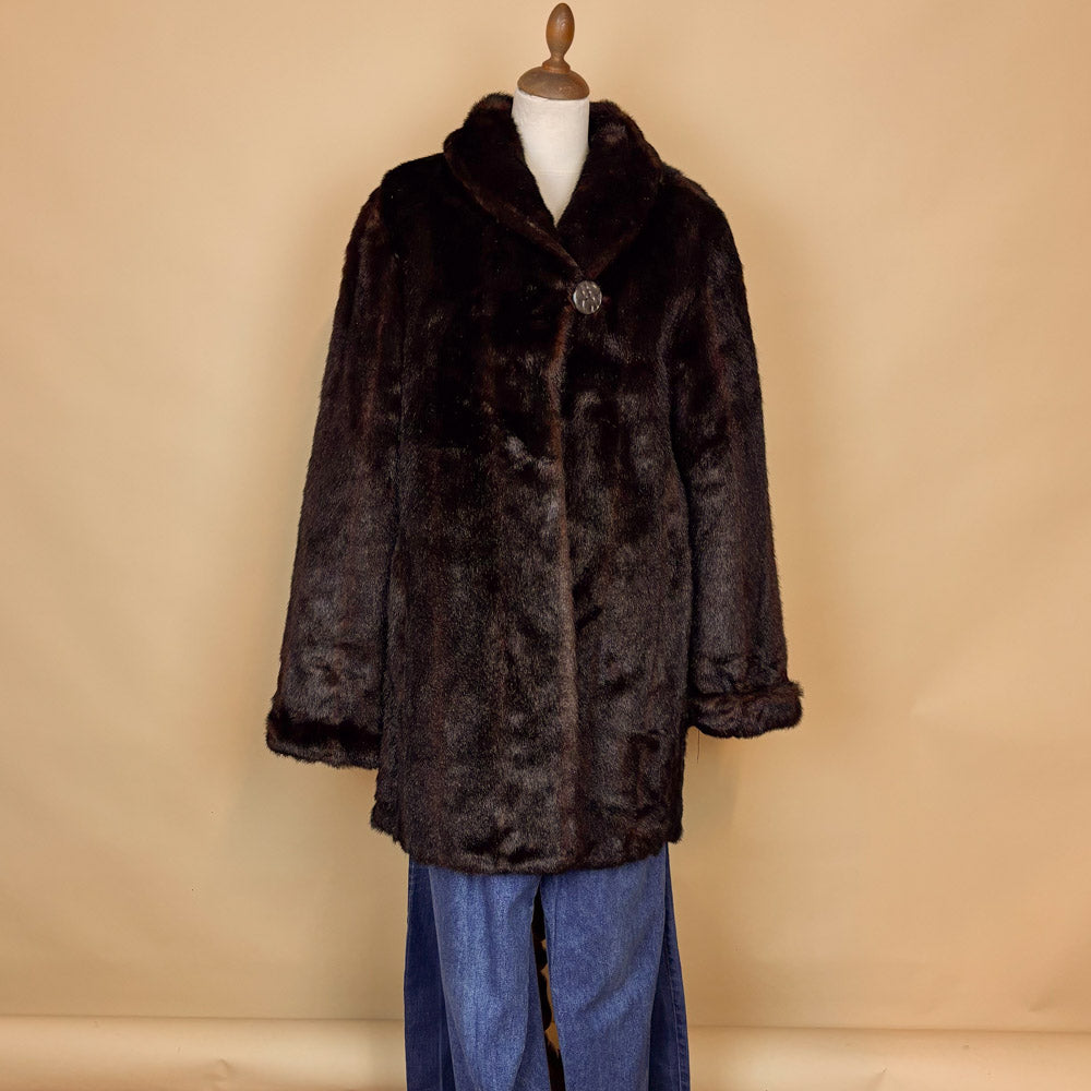 VIN-OUTW-35760 Vintage faux γούνα καφέ L