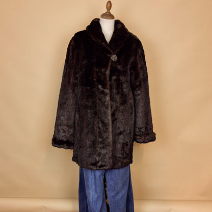 VIN-OUTW-35760 Vintage faux γούνα καφέ L