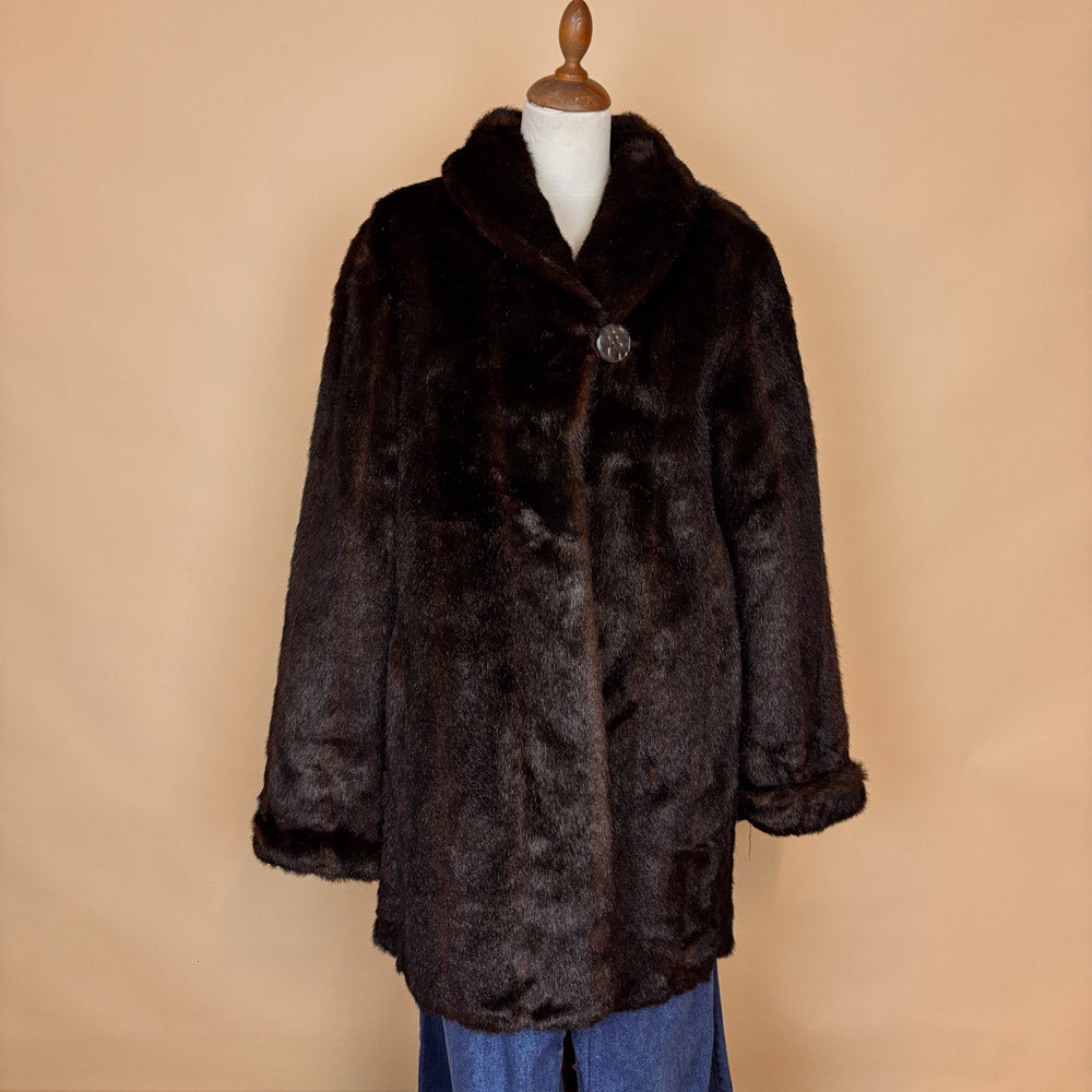 VIN-OUTW-35760 Vintage faux γούνα καφέ L