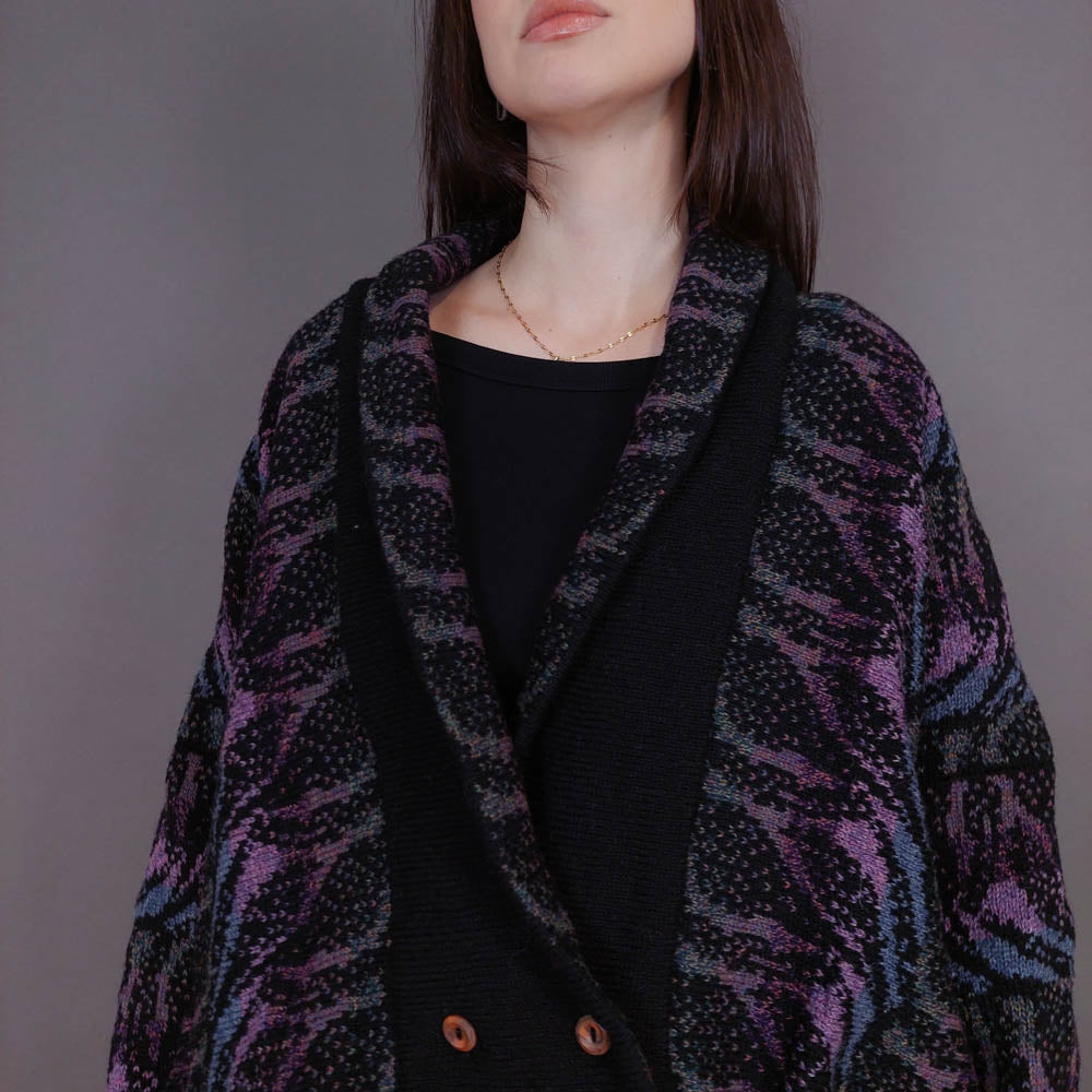 VIN-KNIT-33248 Vintage μάλλινη σκοτσέζικη ζακέτα L