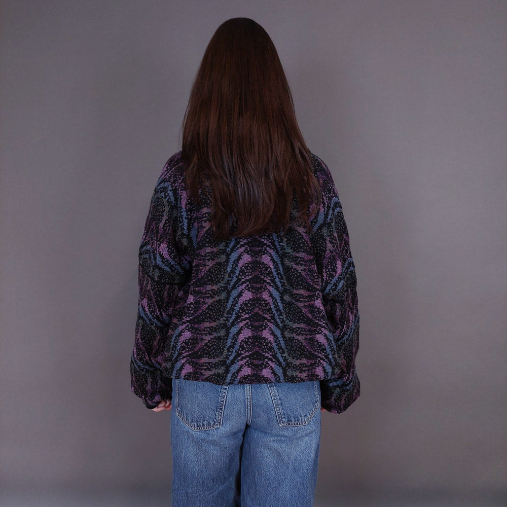 VIN-KNIT-33248 Vintage μάλλινη σκοτσέζικη ζακέτα L