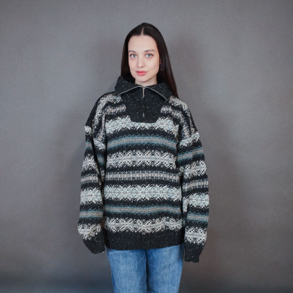  VIN-KNIT-33457 Vintage ολόμαλλη μπλούζα nordic style L