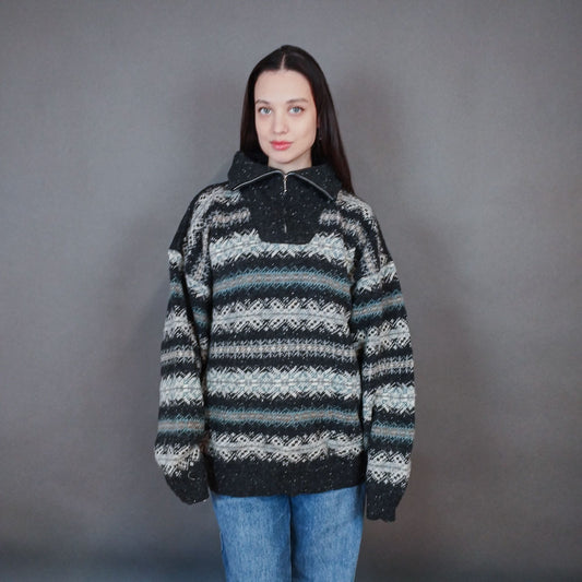  VIN-KNIT-33457 Vintage ολόμαλλη μπλούζα nordic style L