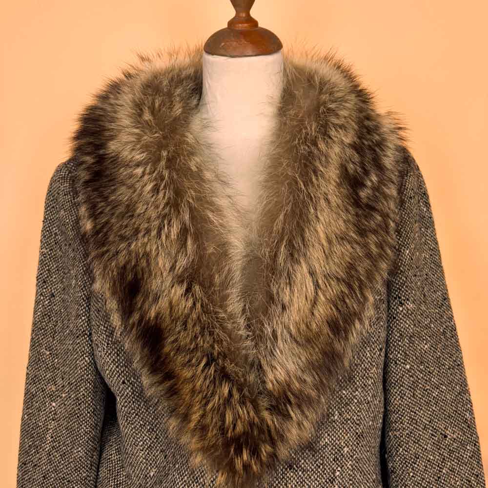 VIN-OUTW-35763 Vintage μάλλινο κοντό παλτό μπεζ 70' s style M