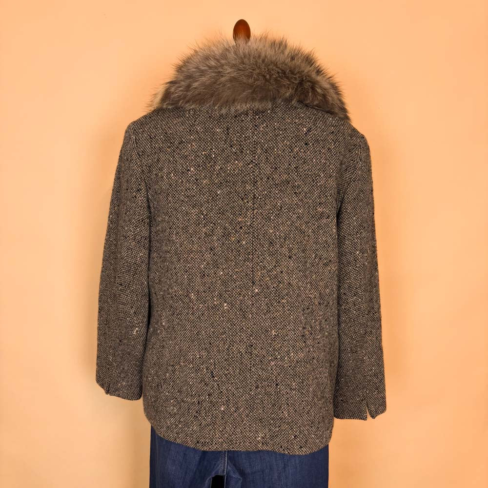 VIN-OUTW-35763 Vintage μάλλινο κοντό παλτό μπεζ 70' s style M