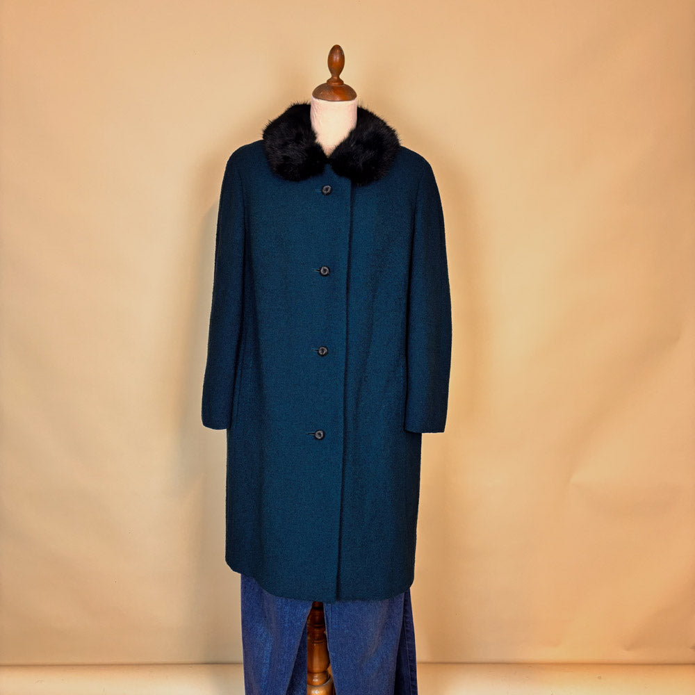 VIN-OUTW-35771 Vintage παλτό πετρόλ 1960's style M-L