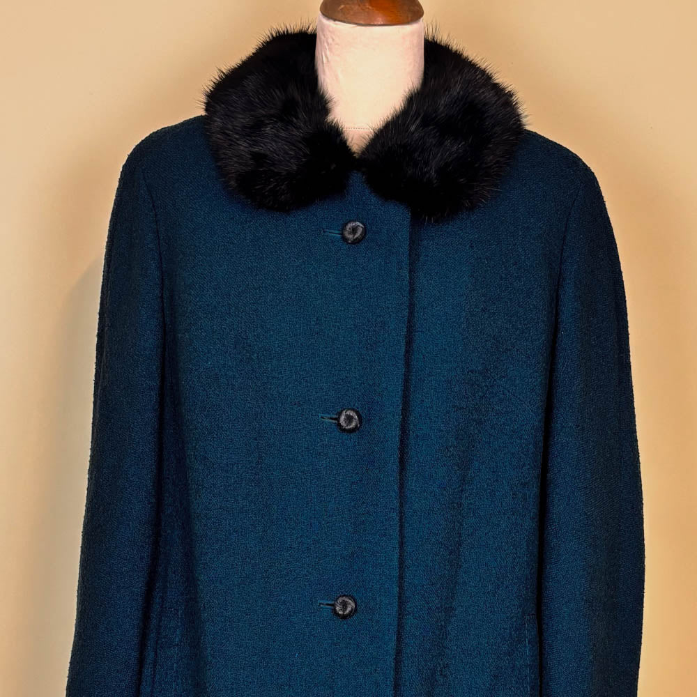 VIN-OUTW-35771 Vintage παλτό πετρόλ 1960's style M-L