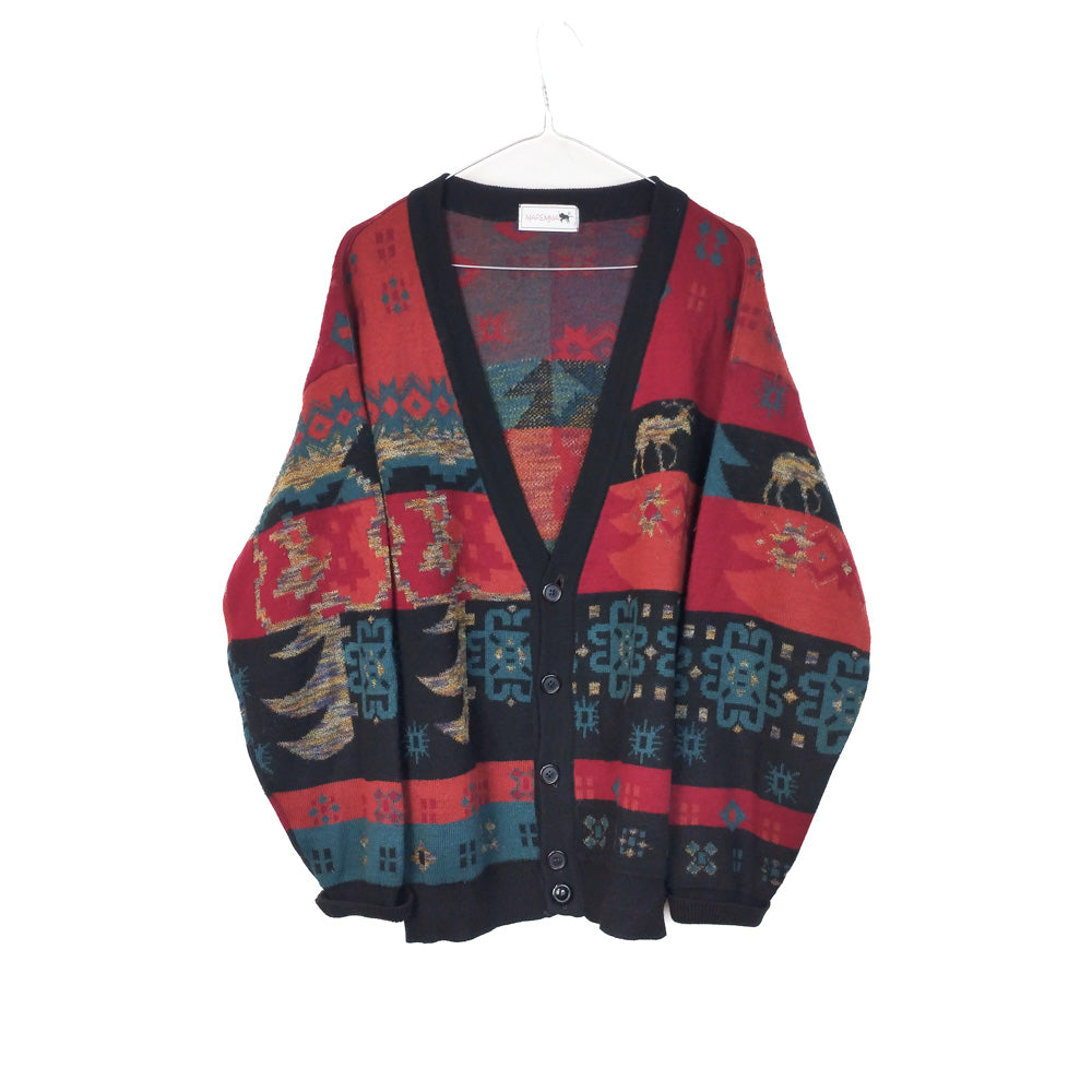 VIN-KNIT-33198 Vintage πλεκτή μάλλινη ζακέτα unisex M-L