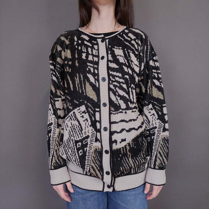 VIN-KNIT-33244 Vintage πλεκτή ζακέτα L