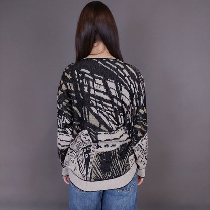 VIN-KNIT-33244 Vintage πλεκτή ζακέτα L