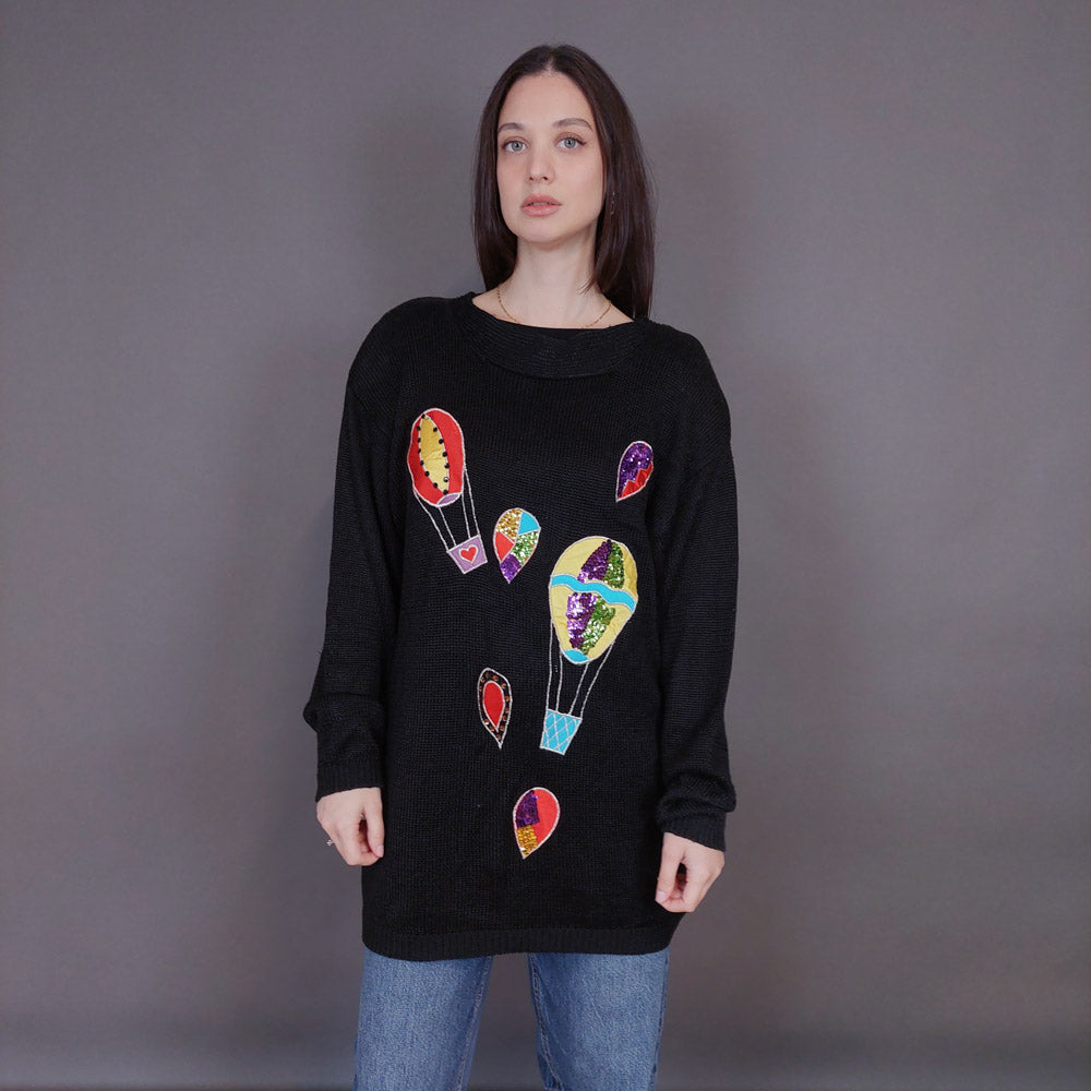 VIN-KNIT-33243 Vintage πλεκτή μπλούζα Μ