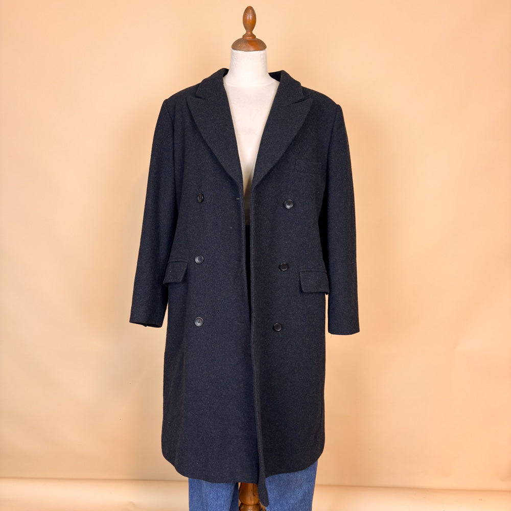 VIN-OUTW-35767 Vintage παλτό σταυροκουμπωτό γκρι 90's style L