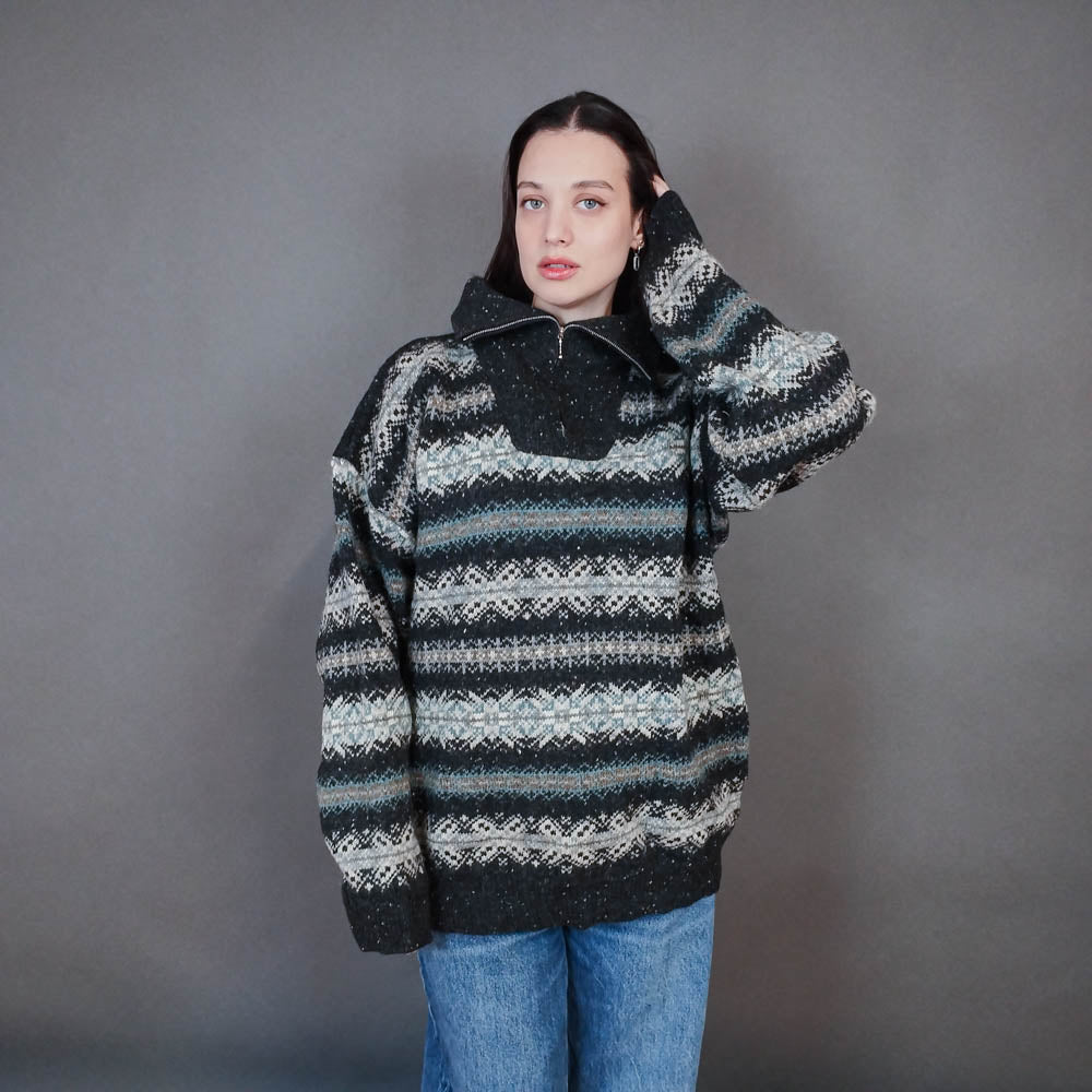 VIN-KNIT-33457 Vintage ολόμαλλη μπλούζα nordic style L