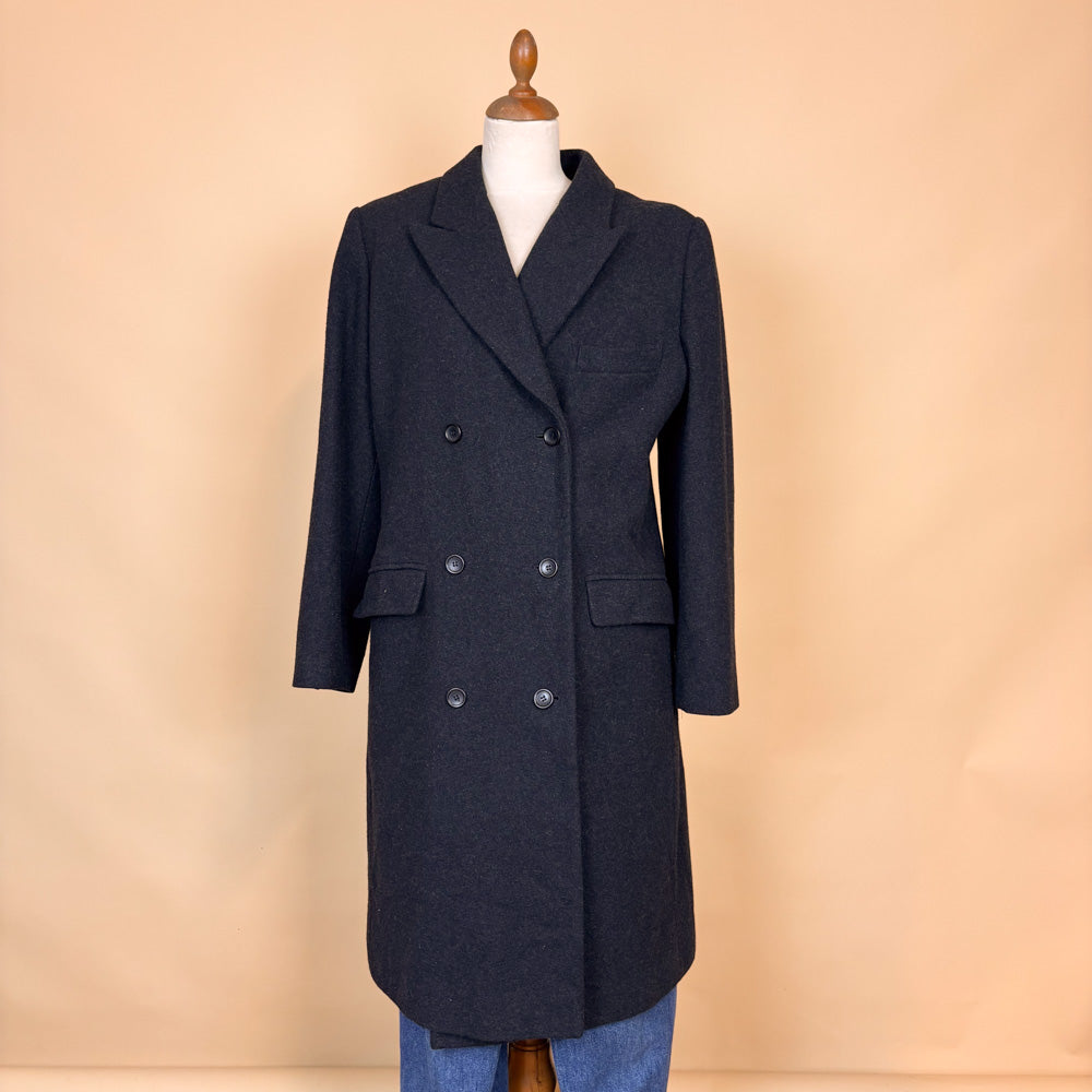 VIN-OUTW-35767 Vintage παλτό σταυροκουμπωτό γκρι 90's style L
