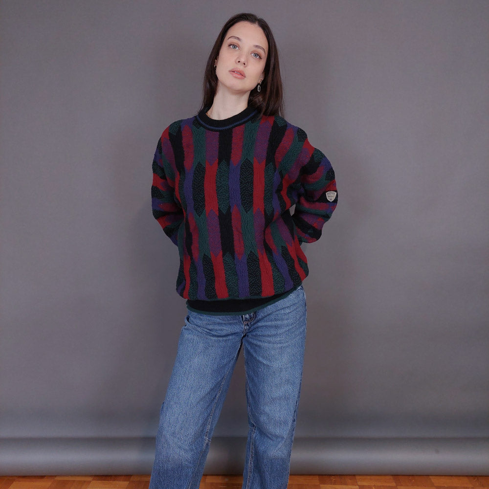 VIN-KNIT-33242 Vintage πλεκτή μάλλινη μπλούζα Μ