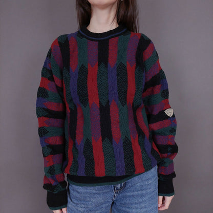 VIN-KNIT-33242 Vintage πλεκτή μάλλινη μπλούζα Μ