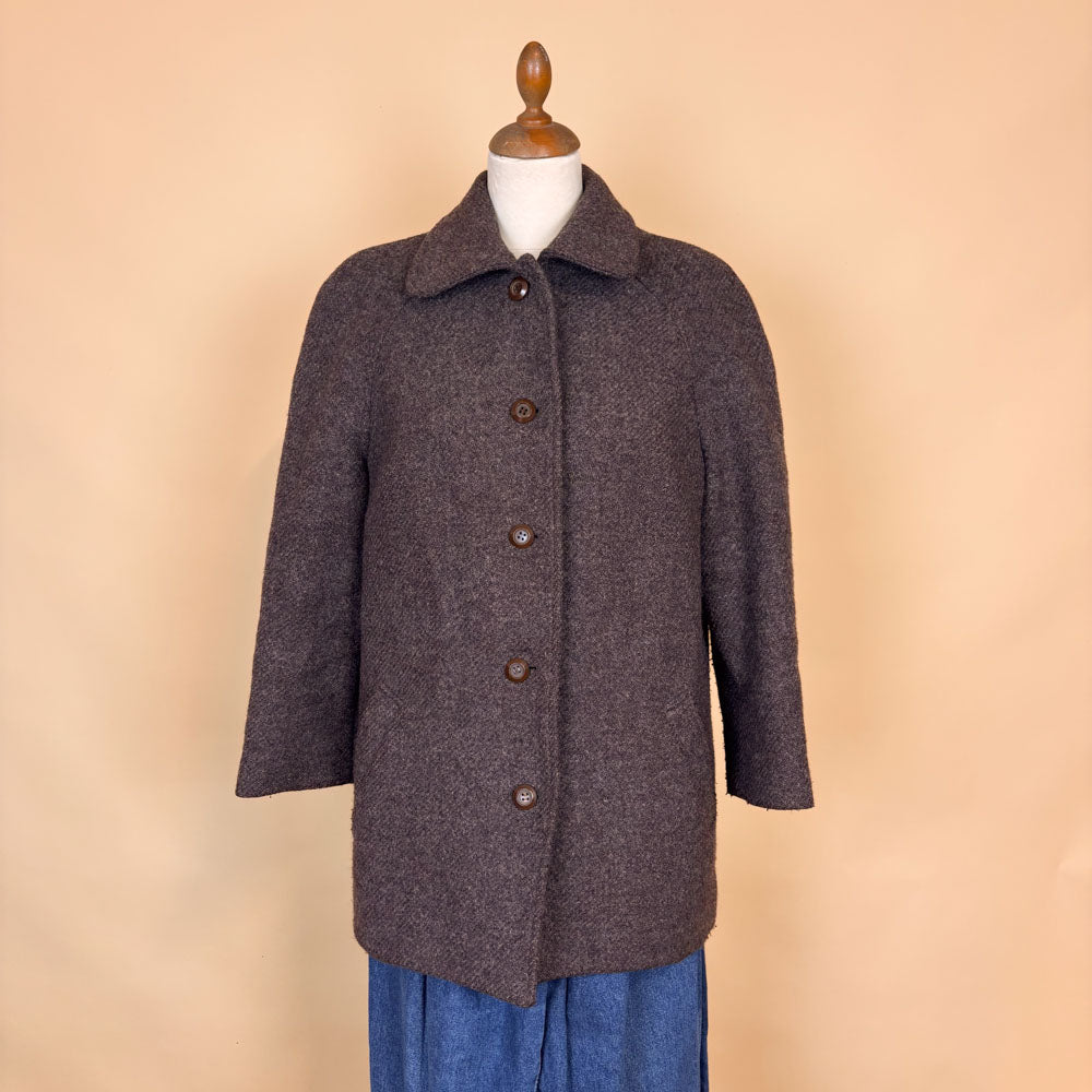 VIN-OUTW-35768 Vintage ημίπαλτο καφέ μάλλινο 60's style M