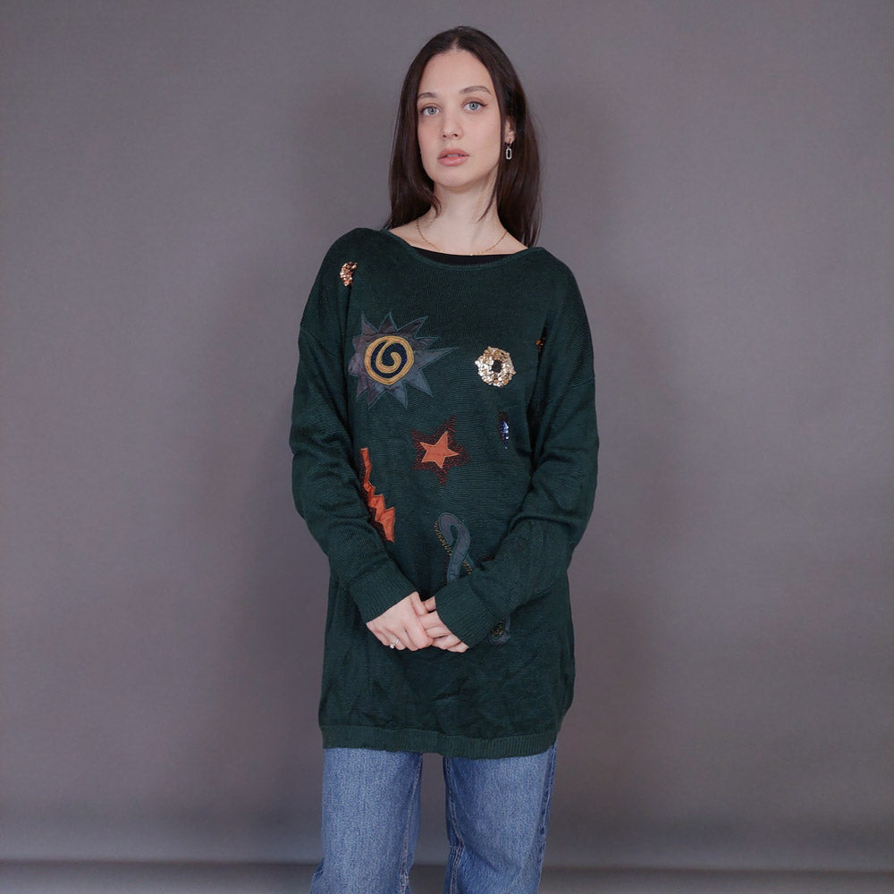 VIN-KNIT-33241 Vintage πλεκτή μπλούζα L