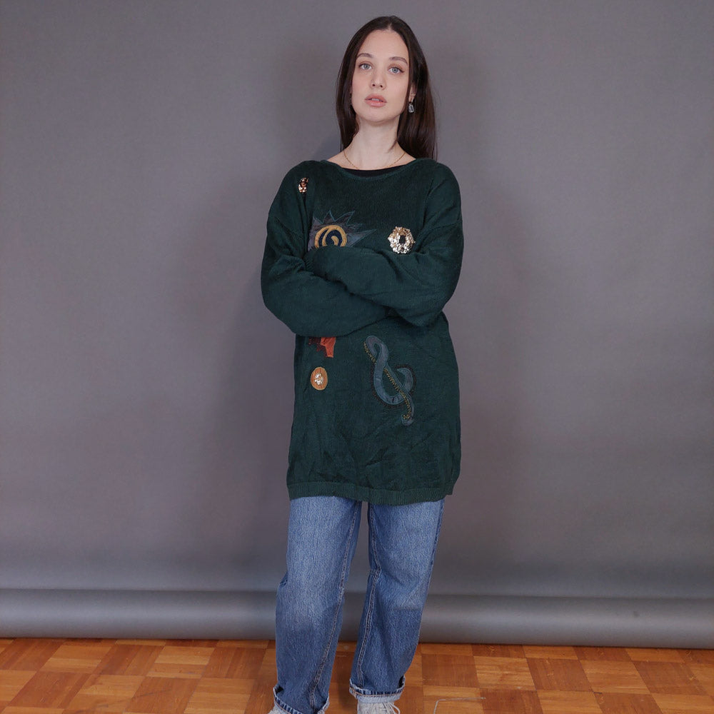 VIN-KNIT-33241 Vintage πλεκτή μπλούζα L