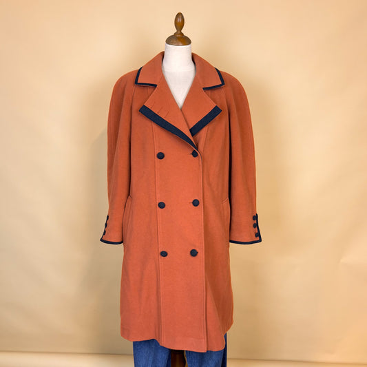 VIN-OUTW-35769 Vintage παλτό σταυροκουμπωτό τερακότα 80's style M-L