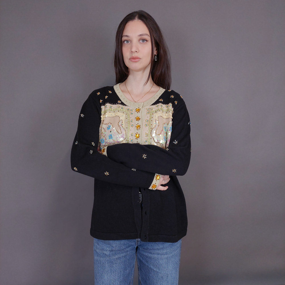 VIN-KNIT-33240 Vintage πλεκτή ζακέτα S