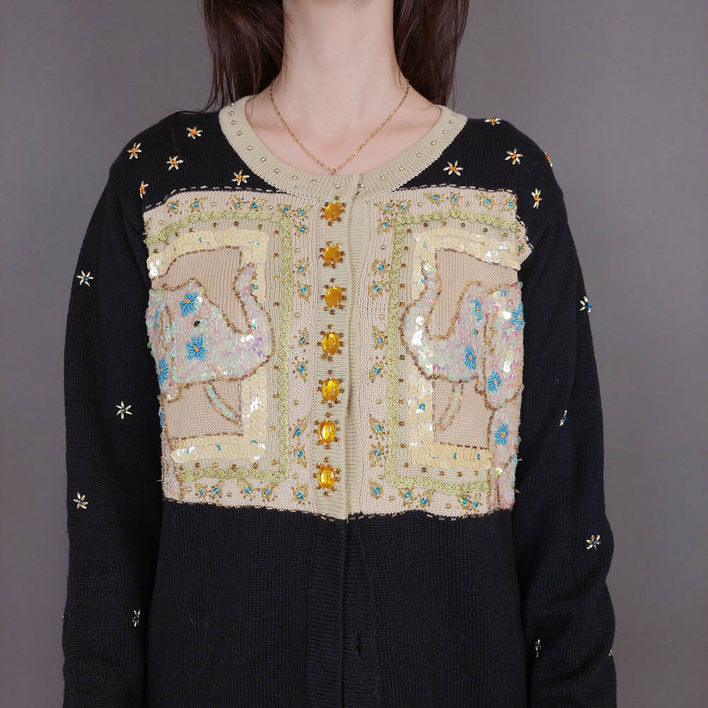 VIN-KNIT-33240 Vintage πλεκτή ζακέτα S