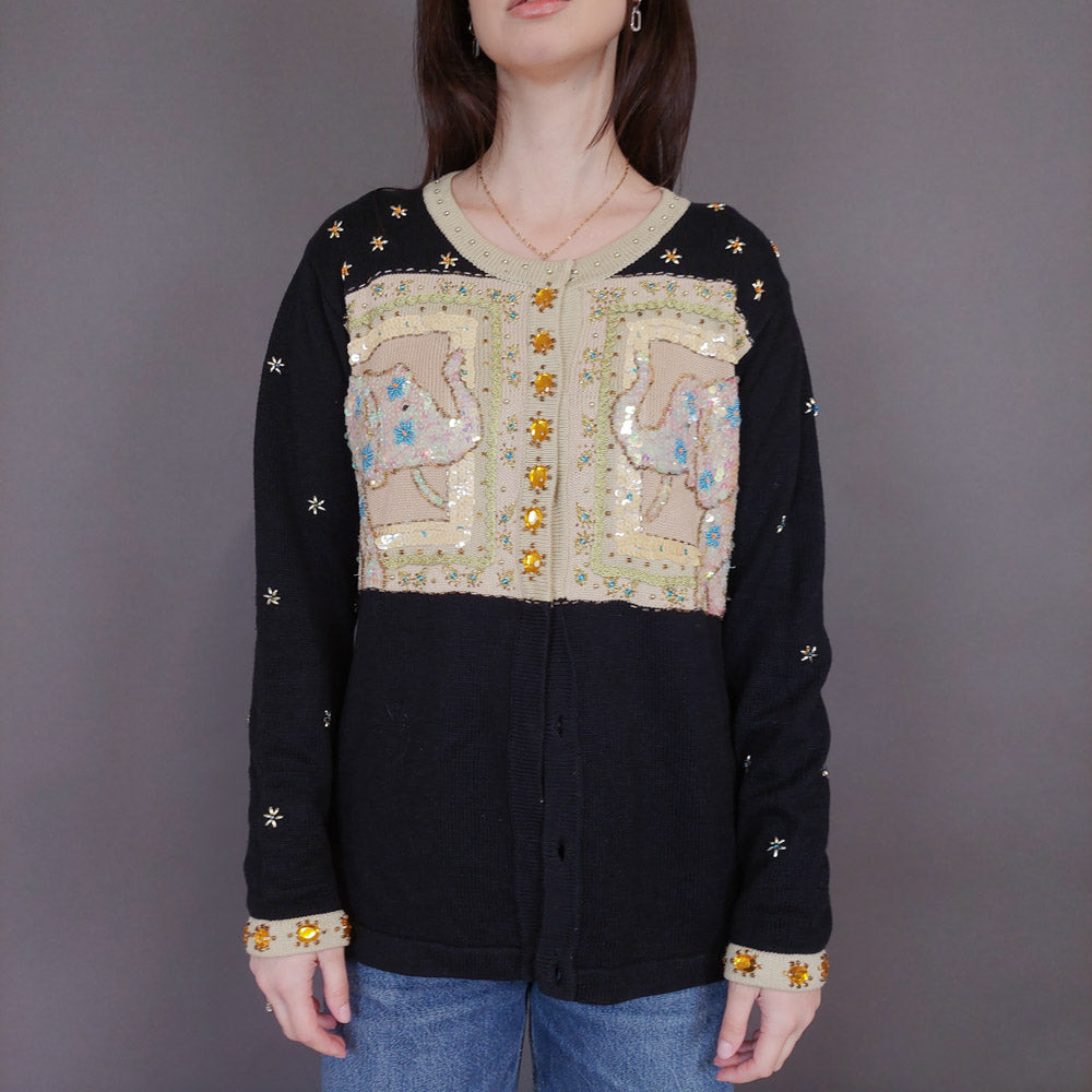 VIN-KNIT-33240 Vintage πλεκτή ζακέτα S