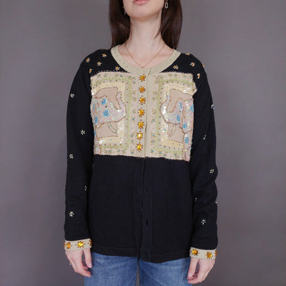 VIN-KNIT-33240 Vintage πλεκτή ζακέτα S