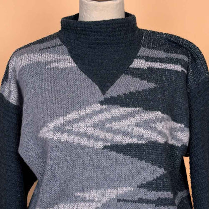 VIN-KNIT-35740 Vintage πλεκτή μπλούζα γκρι 90's style S