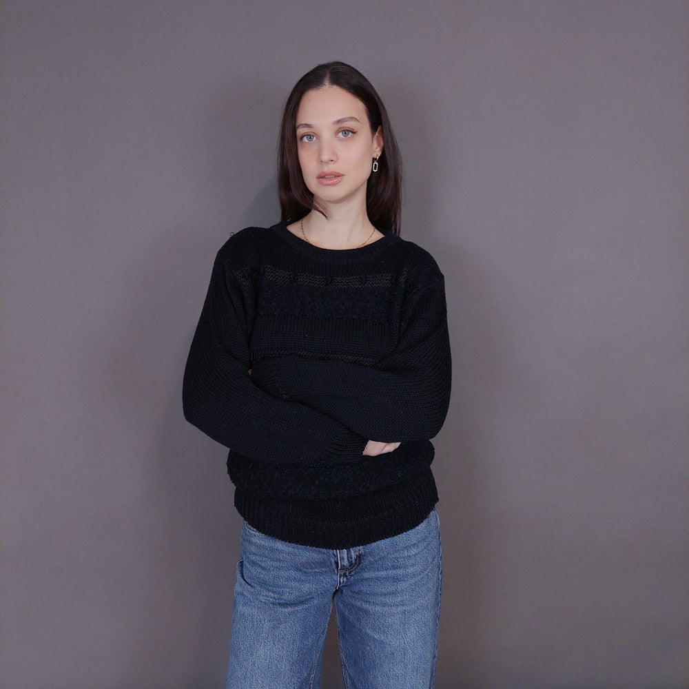 VIN-KNIT-33246 Vintage πλεκτή μάλλινη μπλούζα S