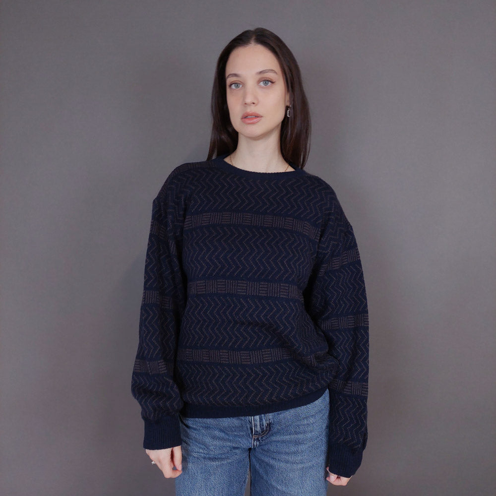 VIN-KNIT-33234 Vintage πλεκτή μάλλινη μπλούζα Μ