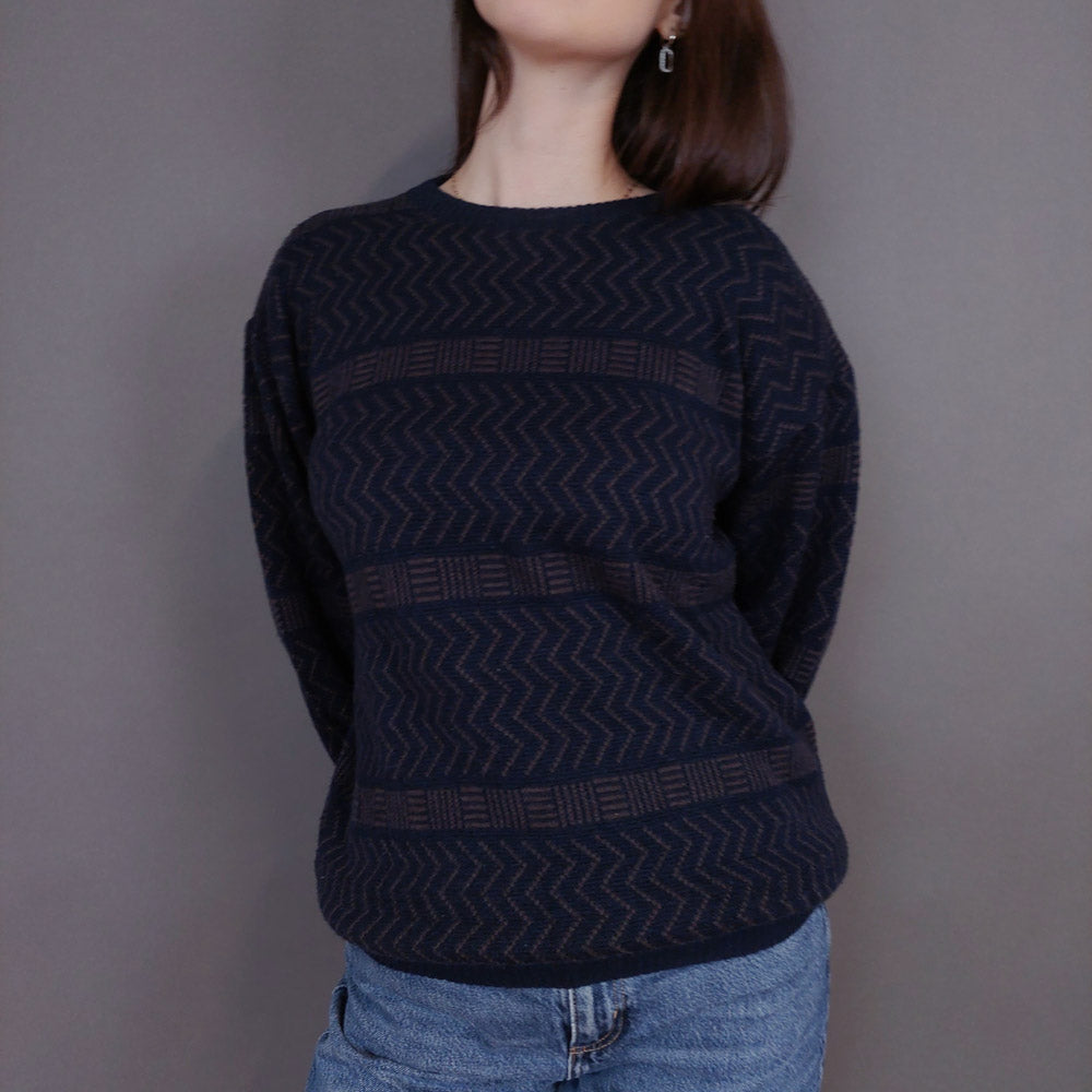 VIN-KNIT-33234 Vintage πλεκτή μάλλινη μπλούζα Μ