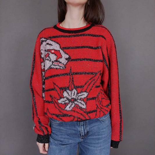 VIN-KNIT-33233 Vintage πλεκτή μπλούζα Μ