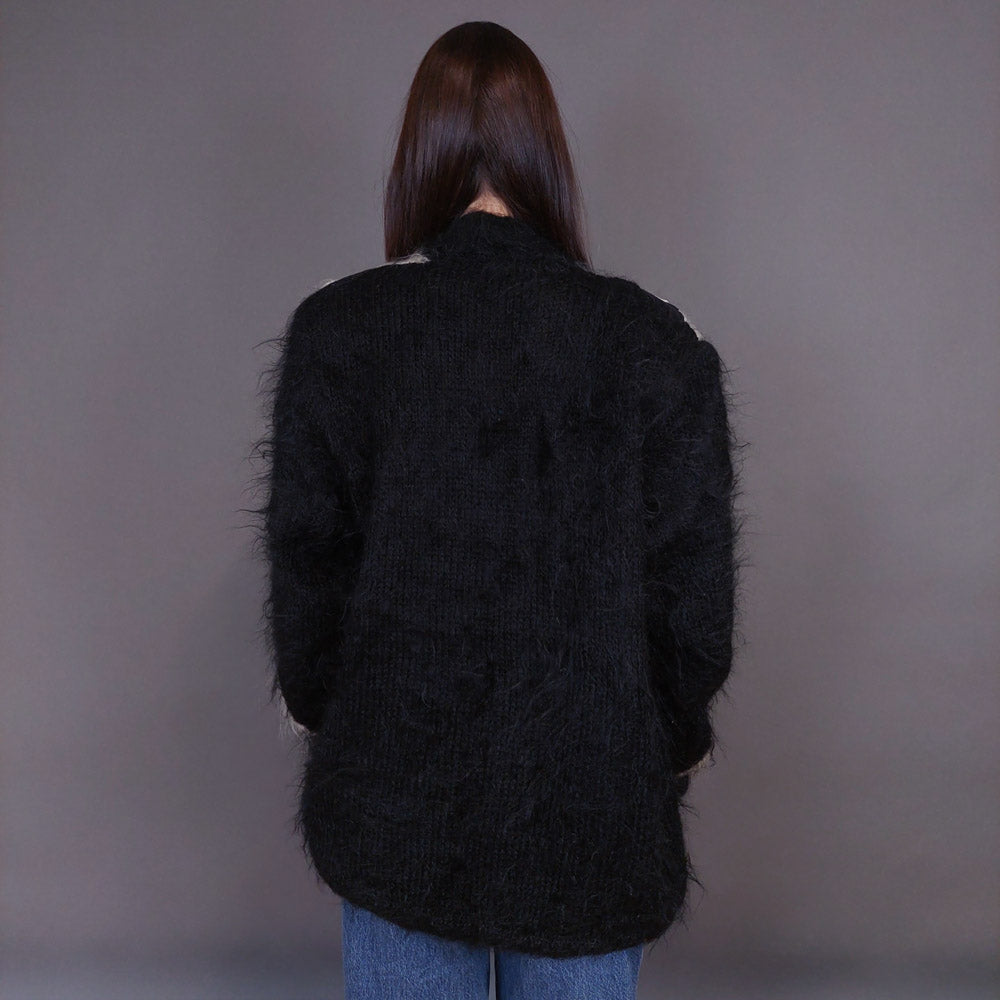 VIN-KNIT-33232 Vintage πλεκτή ζακέτα mohair μάλλινη M-L