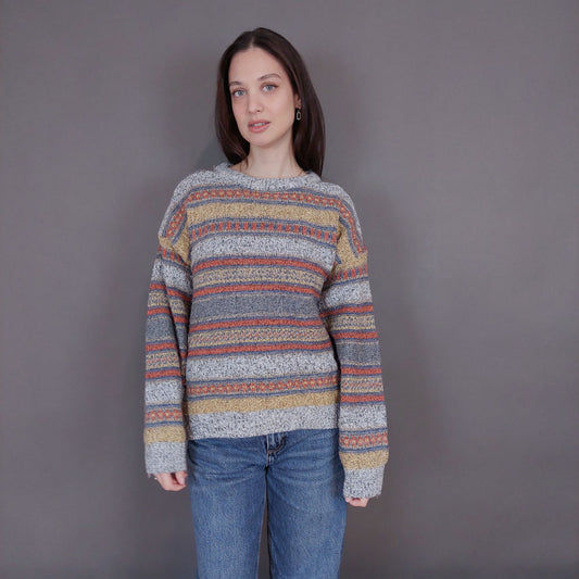 VIN-KNIT-33230 Vintage πλεκτή μάλλινη μπλούζα Μ