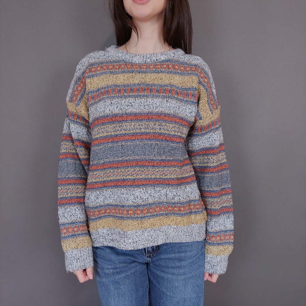 VIN-KNIT-33230 Vintage πλεκτή μάλλινη μπλούζα Μ