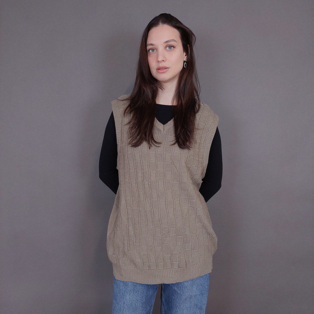 VIN-KNIT-33229 Vintage πλεκτή καζάκα γιλέκο Μ-L