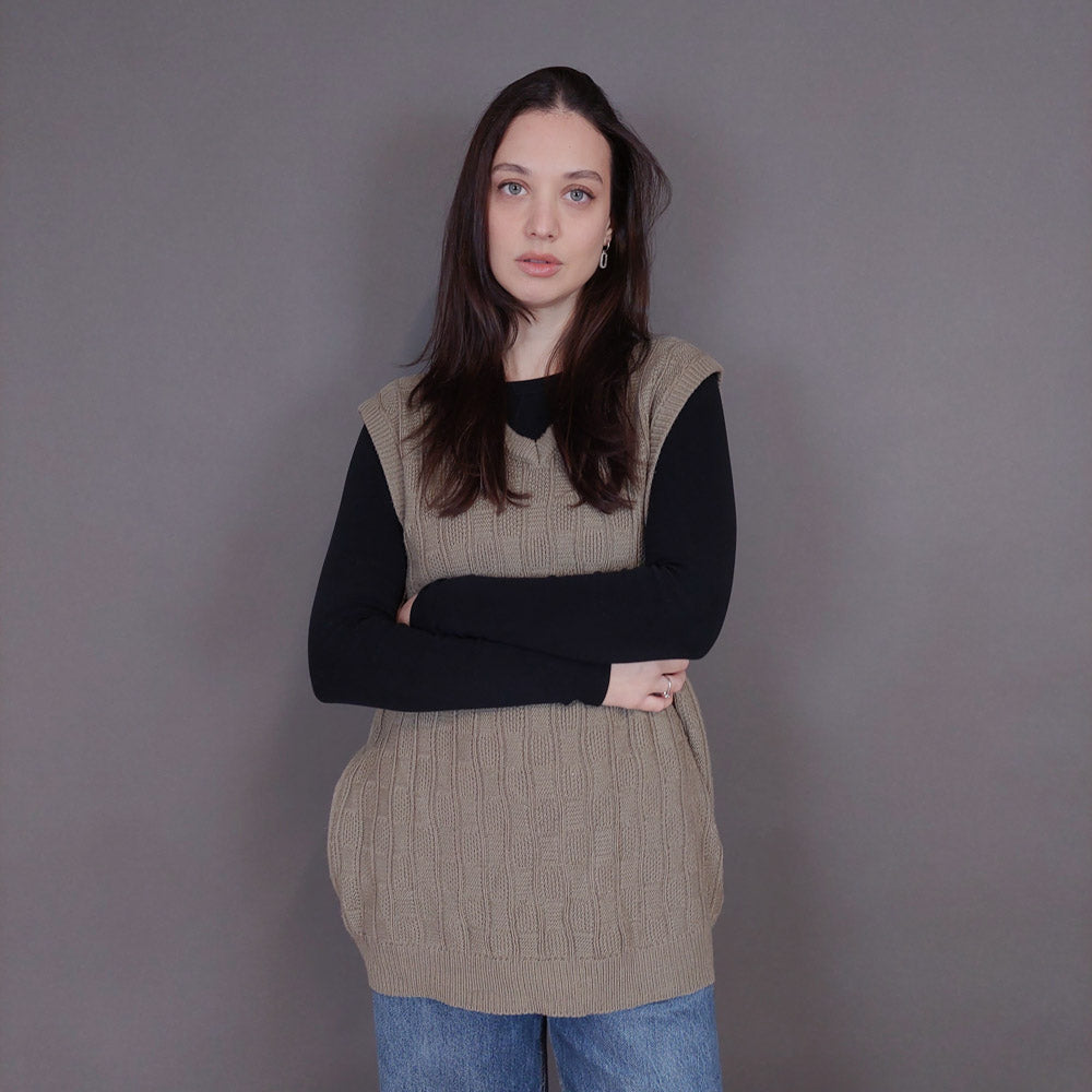 VIN-KNIT-33229 Vintage πλεκτή καζάκα γιλέκο Μ-L