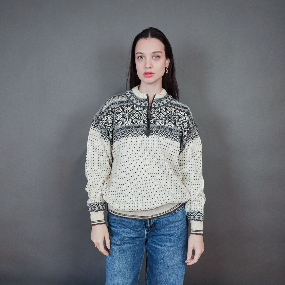 VIN-KNIT-33454 Vintage ολόμαλλη μπλούζα nordic style S
