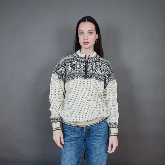 VIN-KNIT-33454 Vintage ολόμαλλη μπλούζα nordic style S