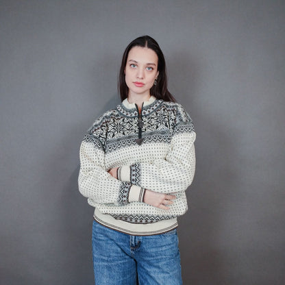 VIN-KNIT-33454 Vintage ολόμαλλη μπλούζα nordic style S-Μ