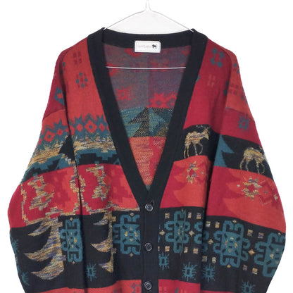 VIN-KNIT-33198 Vintage πλεκτή μάλλινη ζακέτα unisex L