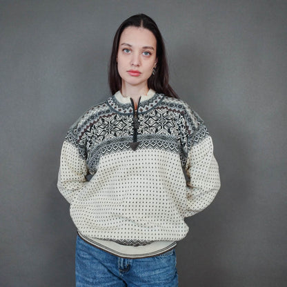 VIN-KNIT-33454 Vintage ολόμαλλη μπλούζα nordic style S-Μ