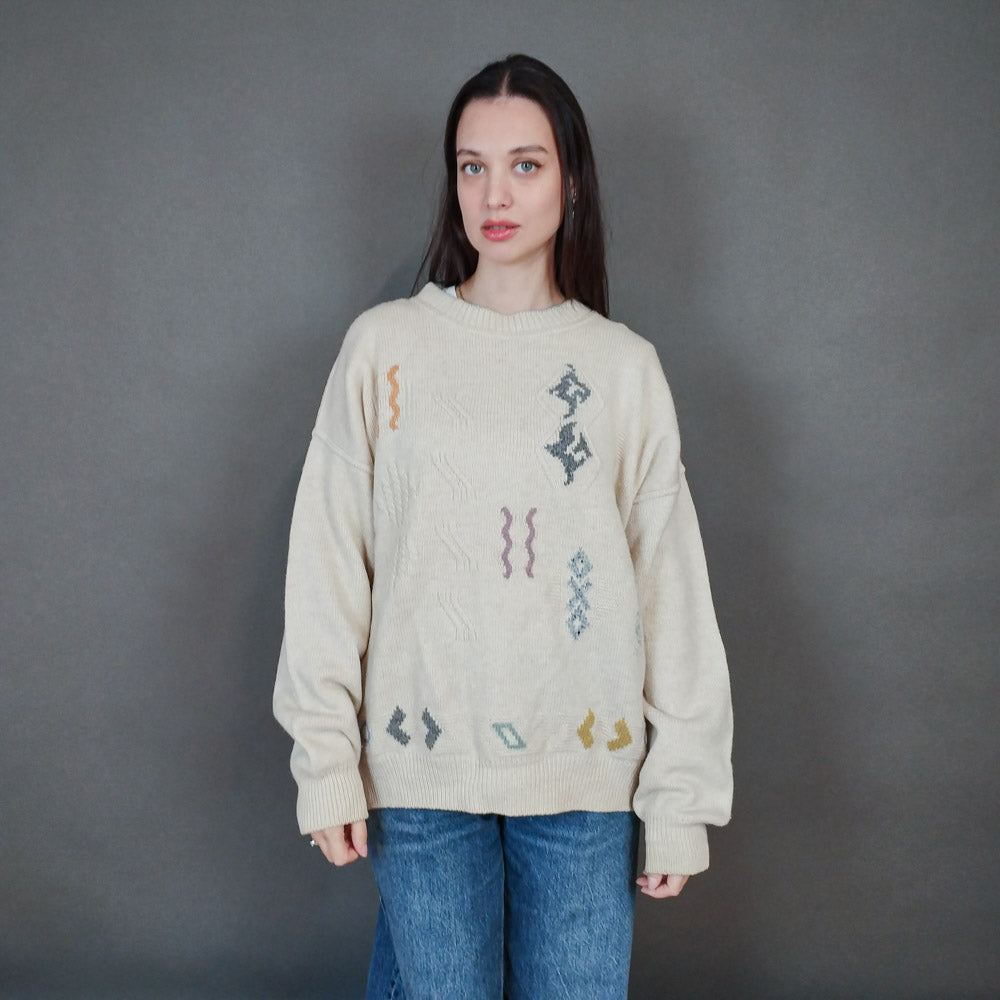 VIN-KNIT-33452 Vintage ολόμαλλη μπλούζα 90's style XL