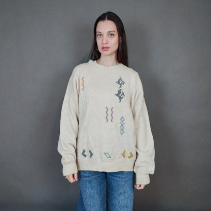 VIN-KNIT-33452 Vintage ολόμαλλη μπλούζα 90's style XL